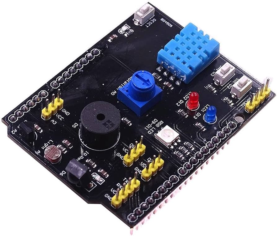 DHT11 LM35 Temperature Humidity Sensor Multifunction Expansion Board Adapter UNO R3 RGB LED IR Receiver Buzzer I2C